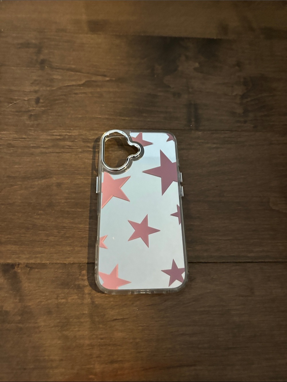 Clear Phone Case with Pink Star Pattern - Compatible Cell Phone Accessory